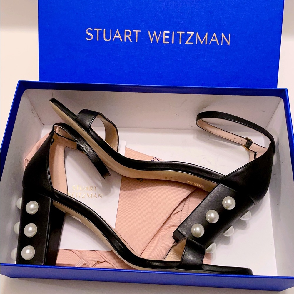 Stuart Weitzman Women's Nearly Nude Leather Block-Heel Sandals